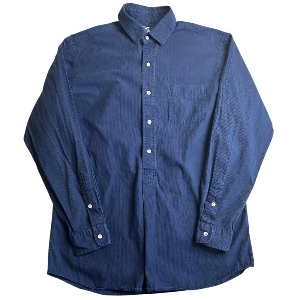 Polo Ralph Lauren Cambridge Cotton Button Down Shirt Men M Navy Blue Long Sleeve